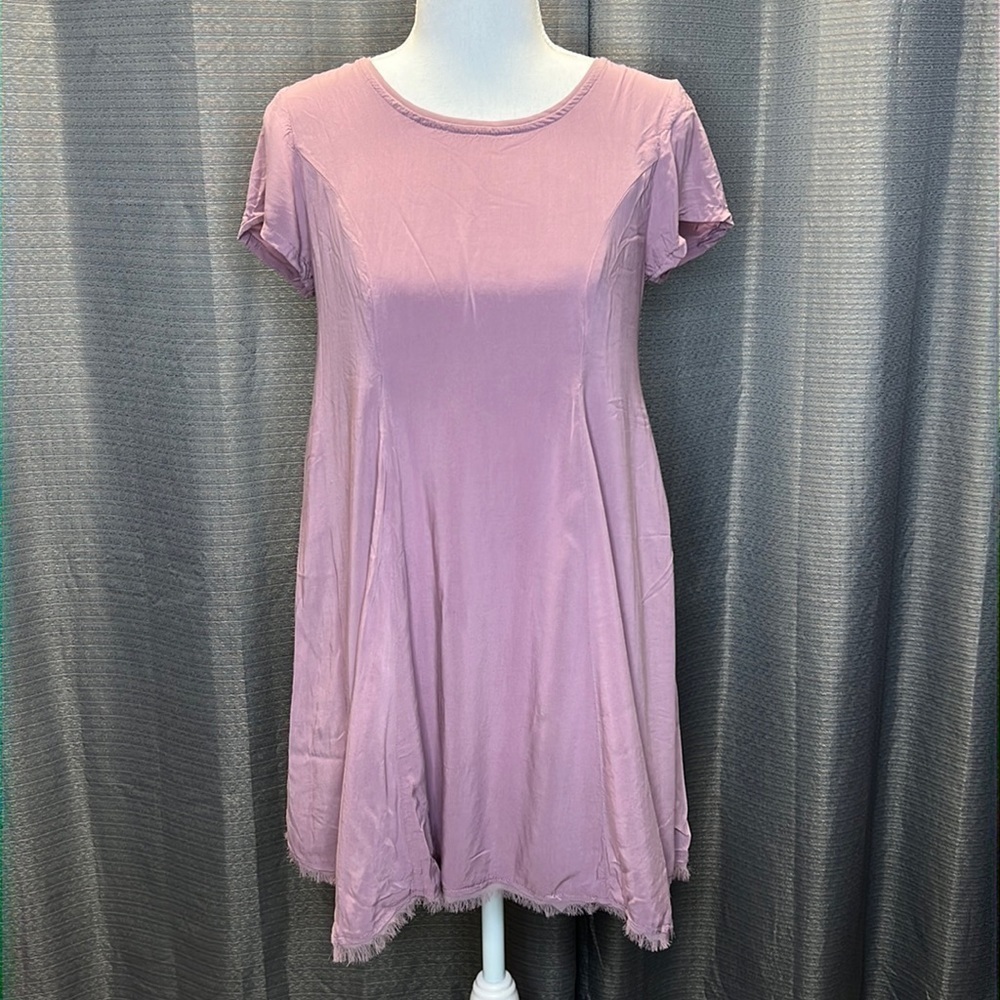 SILENCE + NOISE XS PURPLE FITTED HANDKERCHIEF DRESS